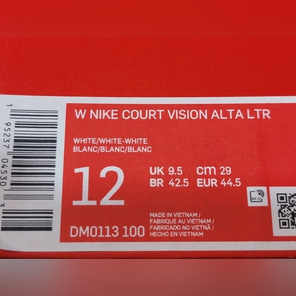 Nike Court Vision Alta Triple White Women’s Size 12 Vintage 80's Look - Picture 9 of 9